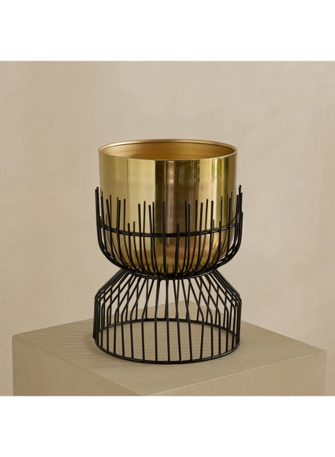 Home Box حامل نباتات معدني فاخر - ذهبي وأسود - Image 2